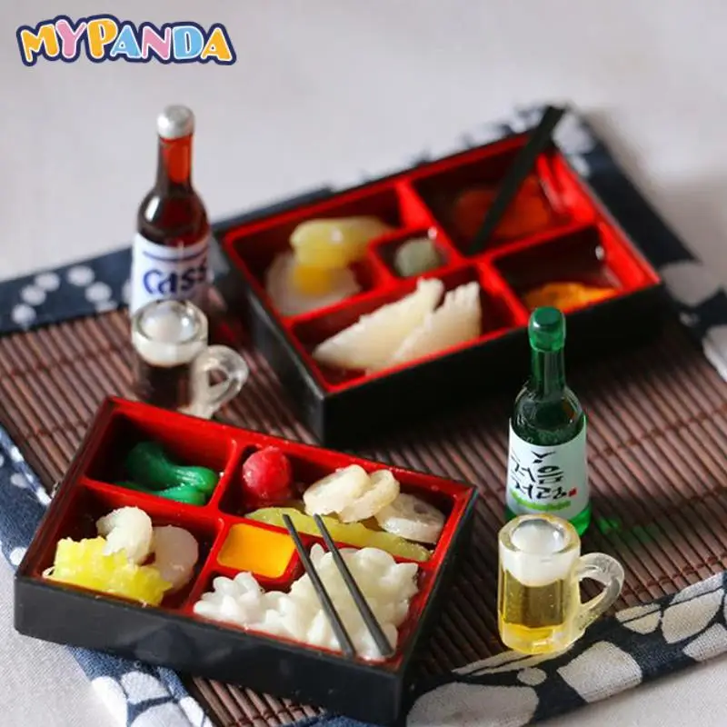 1/6 Scale Dollhouse Mini Japanese Sushi Lunch Box Miniature Toy Doll Food Kitchen Accessories Kids Gift Pretend Play Toy