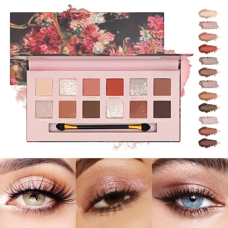 K'CAPEINE 12 色油絵アイシャドウ パレット - パールとマット仕上げ、ソフトなアースカラー