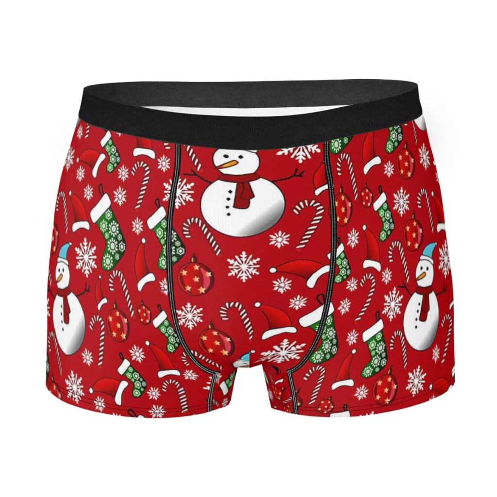 Jolly Christmas Red background Merry Christmas Underpants Cotton Panties Male Underwear Ventilate Shorts Boxer Briefs