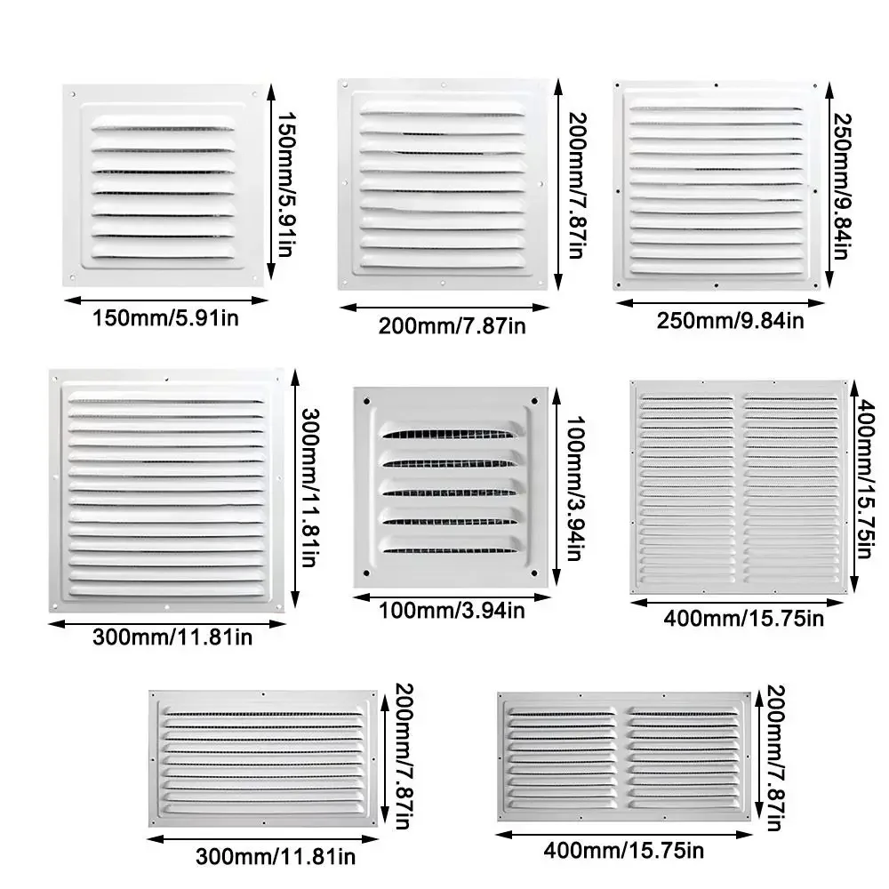 Square Aluminum Alloy Air Vent Grille Screen Cover For Window Exhaust Outlet vent cover