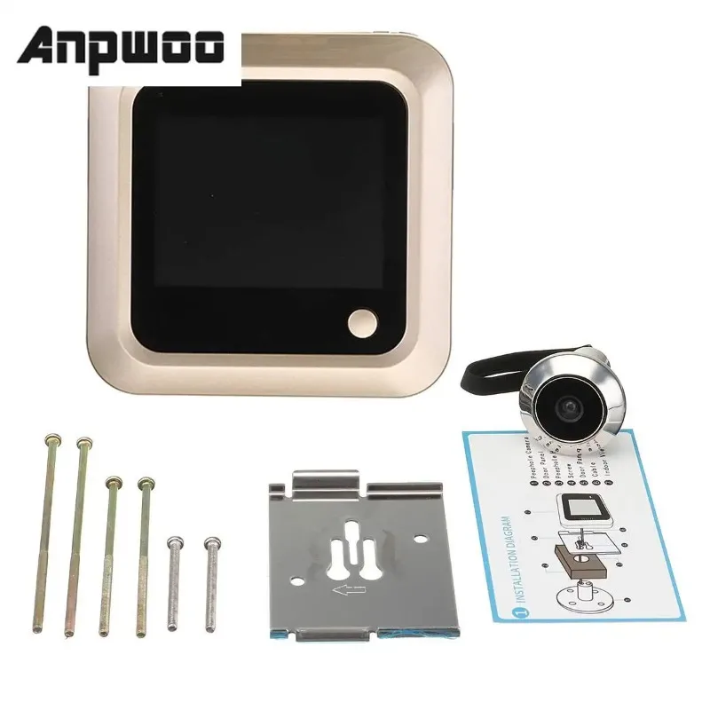 Anpwoo digital lcd 2.4 polegadas vídeo campainha olho mágico câmera de monitoramento olho da porta campainha de 160 graus