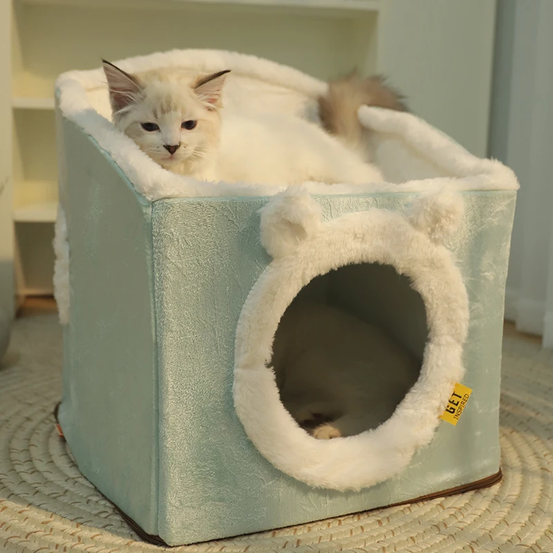 HOOPET Deep Sleep Cat House Winter Cat Mat Bed Pets Tent Cozy Cave Kitten Basket Puppy Cushion Pet Supplies