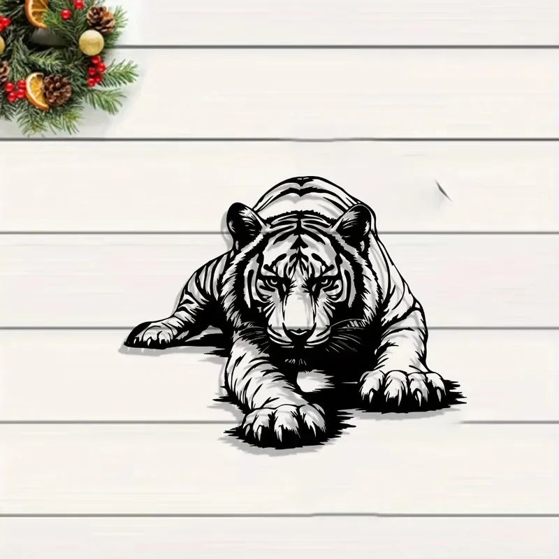 1pc Realistic Tiger Metal Wall Sculpture, Rustproof Iron Decor for Indoor Walls and Garden Fences, Holiday Gift 1pc