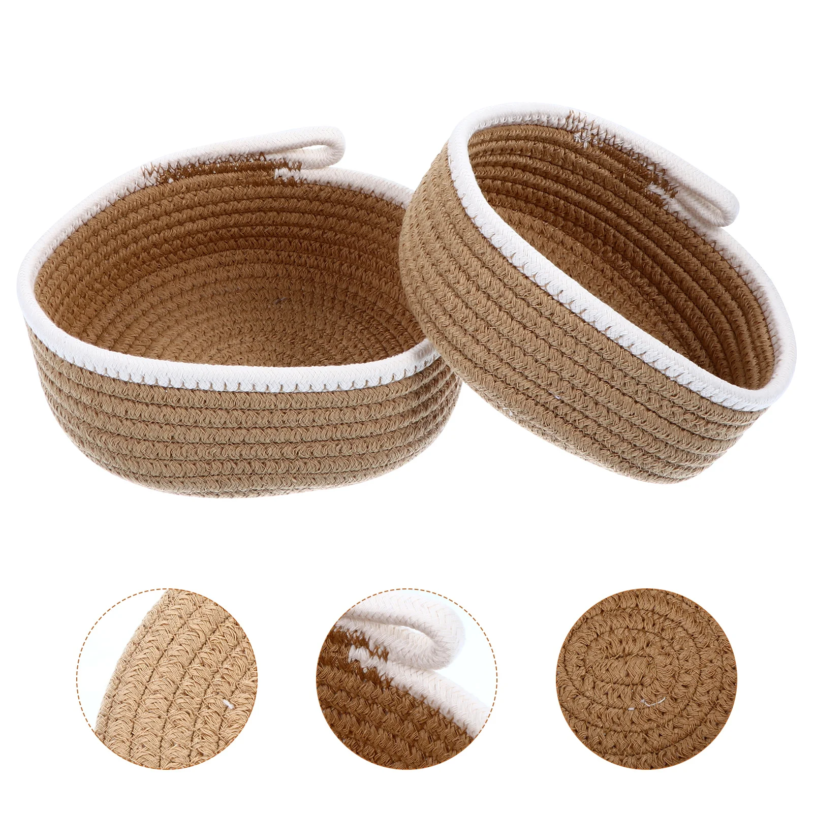 

2pcs Cotton Weave Storage Nordic Style Multifunctional Fabric Sundry Container Home Decoration Organizer Bin Gray for Apartment