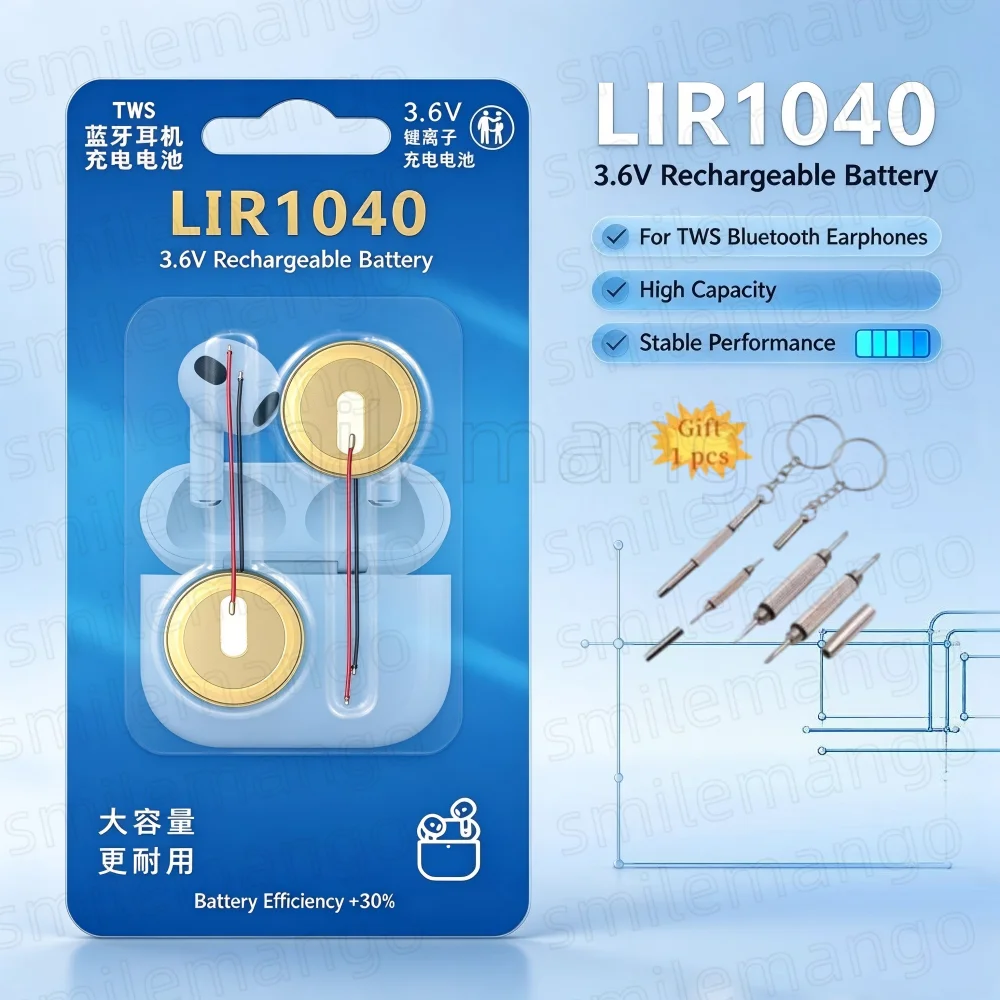 LIR1040 Battery For Bluetooth Headset Mouse Welding Wire 3.6v Rechargeable Batteries With Line Lithium Battery