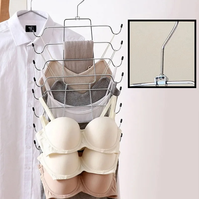 Houesehold Foldable Multi-layer Underwear Hanger Camisole Bras Tank Tops Hanger Multifunctional Storage Space Saving Organizers