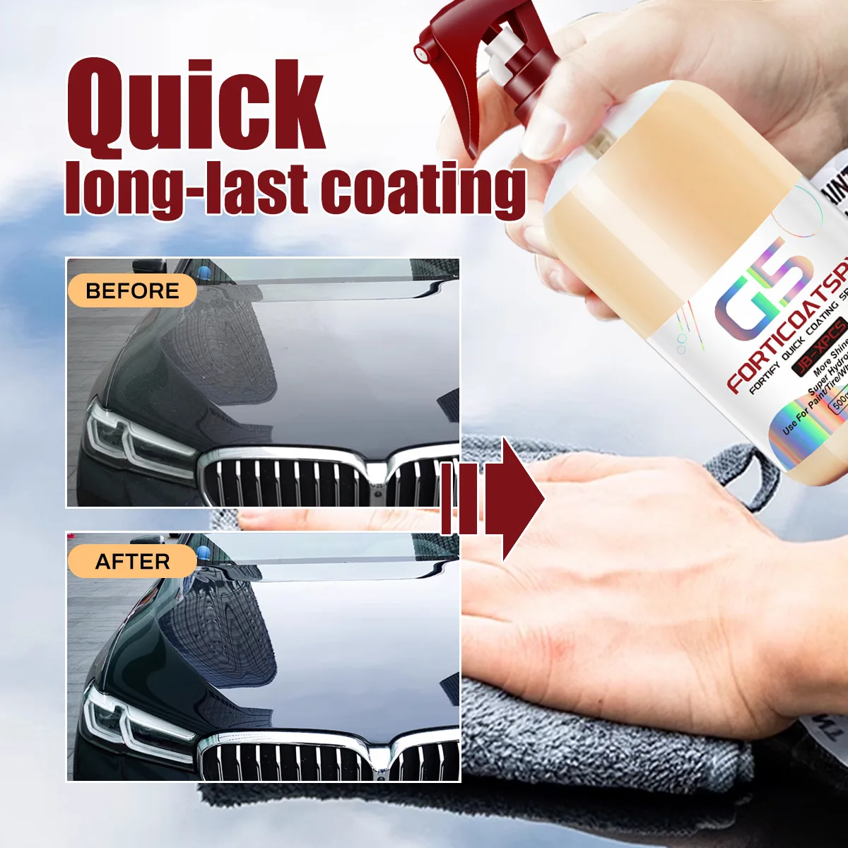 EAFC 500/250/100ML Car Ceramic Coating Easy To Apply Hydrophobic Waterless Cleansing & Polishing  Long-lasting Shine Protection