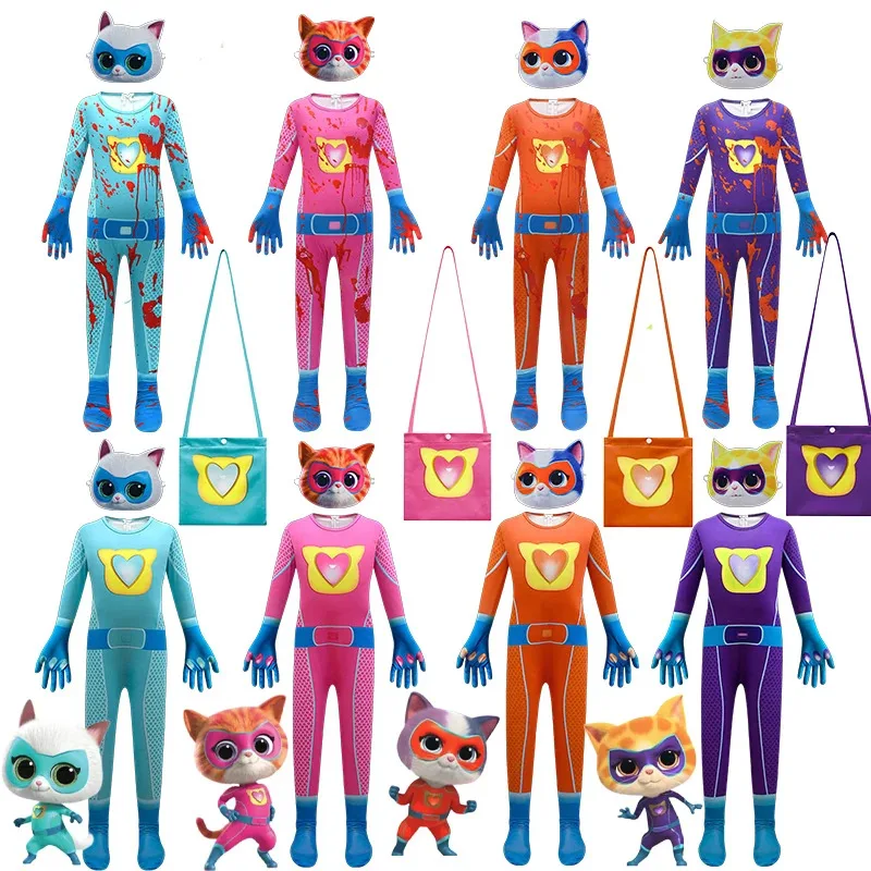 Костюмы на Хэллоуин, детские костюмы SuperKitties, аниме, косплей, детское боди, костюмы для мальчиков с маской, карнавальная одежда для девочек, дня рождения Костюмы на Хэллоуин, детские костюмы SuperKitties, аниме, косплей, детское боди, костюмы для мальчиков с маской, карнавальная одежда для девочек, дня рождения
