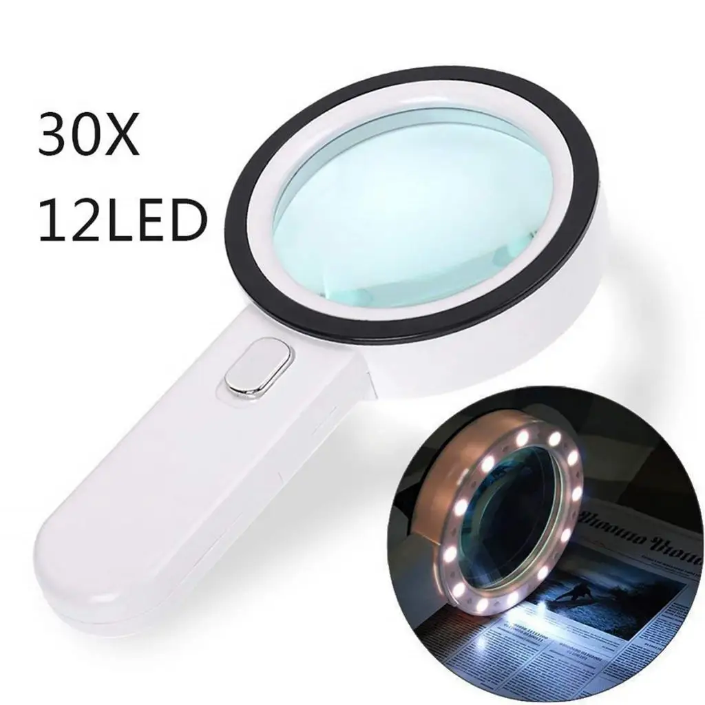 Magnifying Glass - 30x Handheld LED Lighted Magnifying Glass for Reading , Hobby Tool s