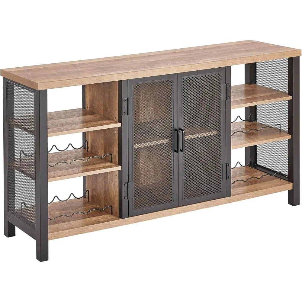 

Wine Cabinet, Dimensions 13.39 "D X 55.12" W X 30.12 "H Farmhouse Wooden Coffee Cabinet with Wine Rack Buffet Cabinet