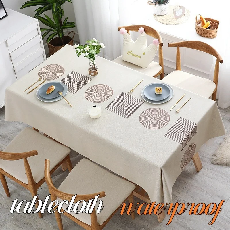 

Tablecloth Ethnic Style Rectangular Waterproof Heat-resistant Easy Maintain Tablecover Multi-size Oilproof Dining Table Fabric