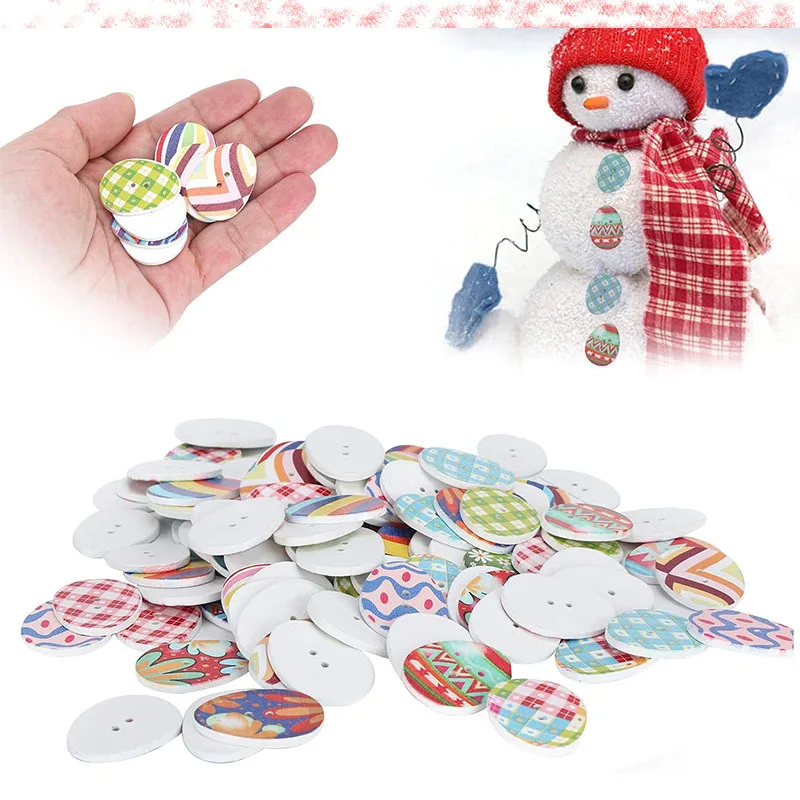 Spot small batch, Easter colored egg wood buttons, eye sewing decorative wood buttons 100 pcs a pack