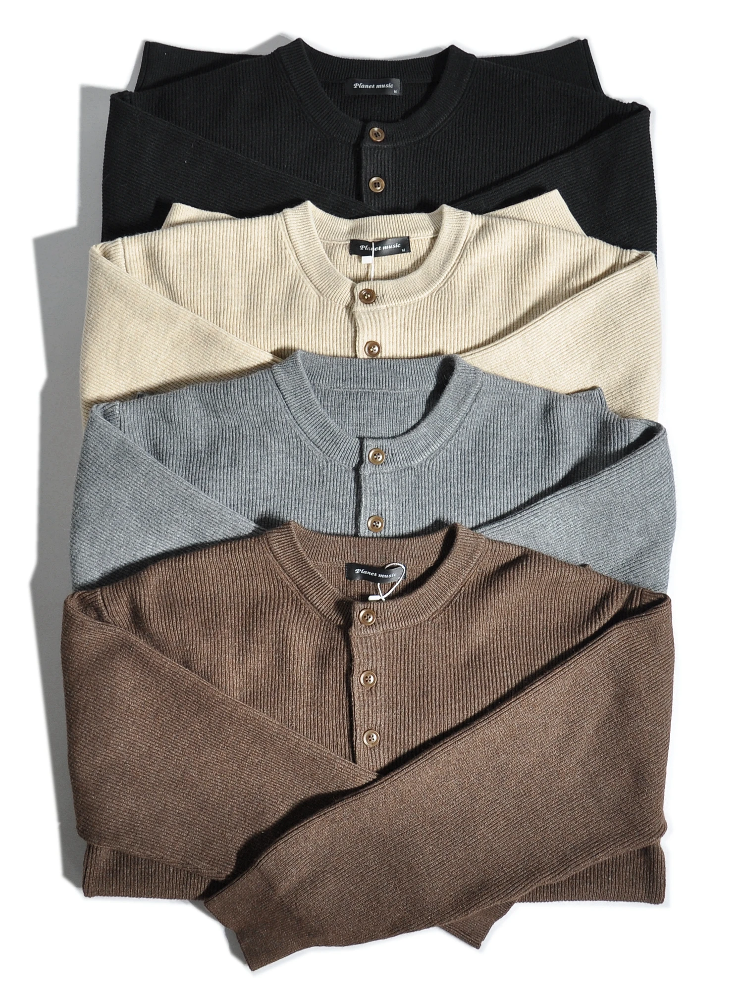 

American Retro Mermaid Henry Collar Knitted Sweater Lazy Silhouette Inner Wear Base Layer Overlap Winter Men's Loose Fit Knit...