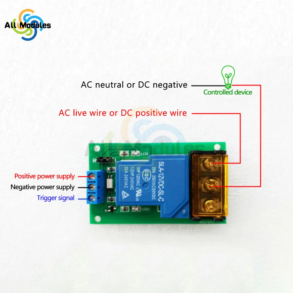 YYG-2 High Power Relay Module One Way High/Low Level Trigger Optocoupler Isolation Relay Module 30A DC5V/12V/24V
