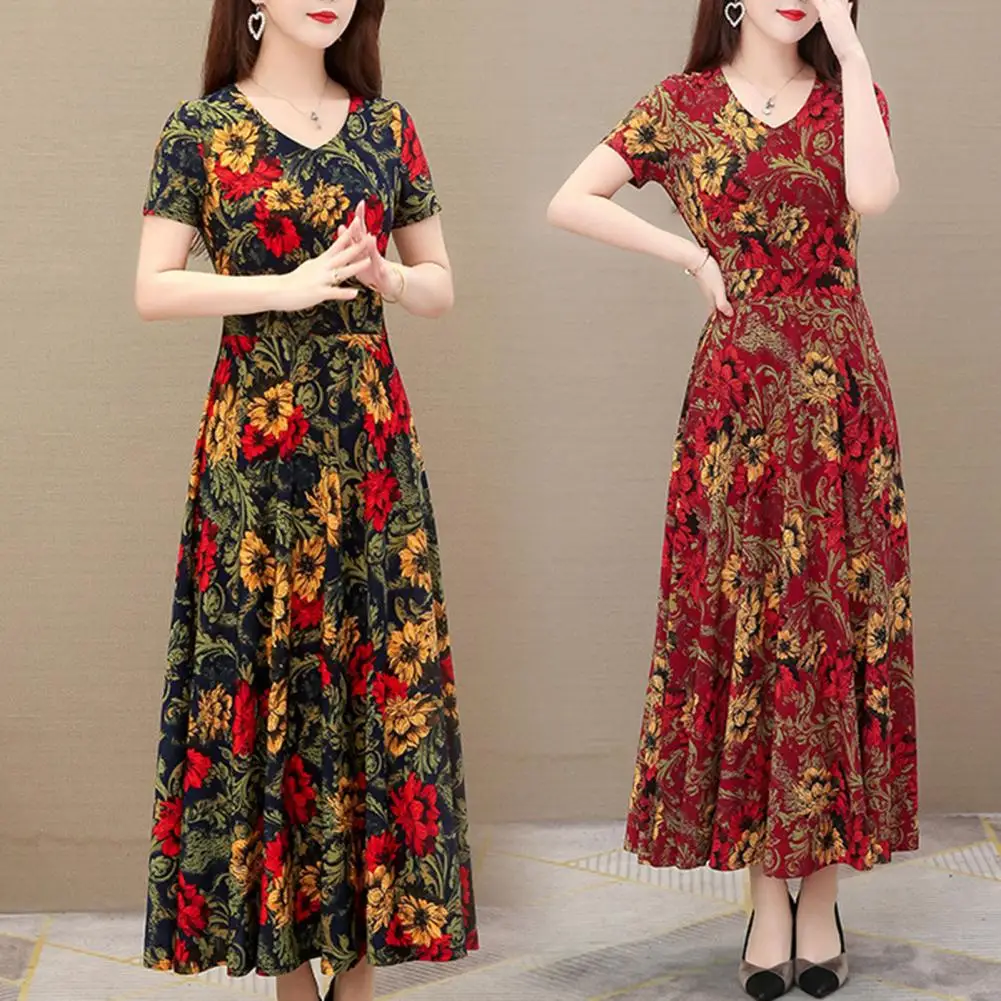 Elegant Summer Dress Soft Lady Summer Dress Loose Pullover Plus Size Summer Dress  Dress-up