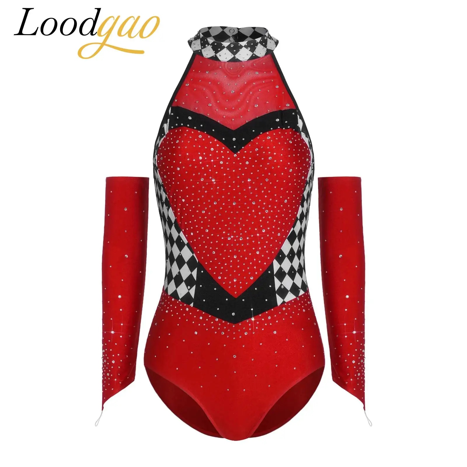 Adults Clown Costume for Halloween Party Queen Circus Outfit Women Checkerboard Halter Bodysuit Ballet Dance Leotard Jumpsuit
