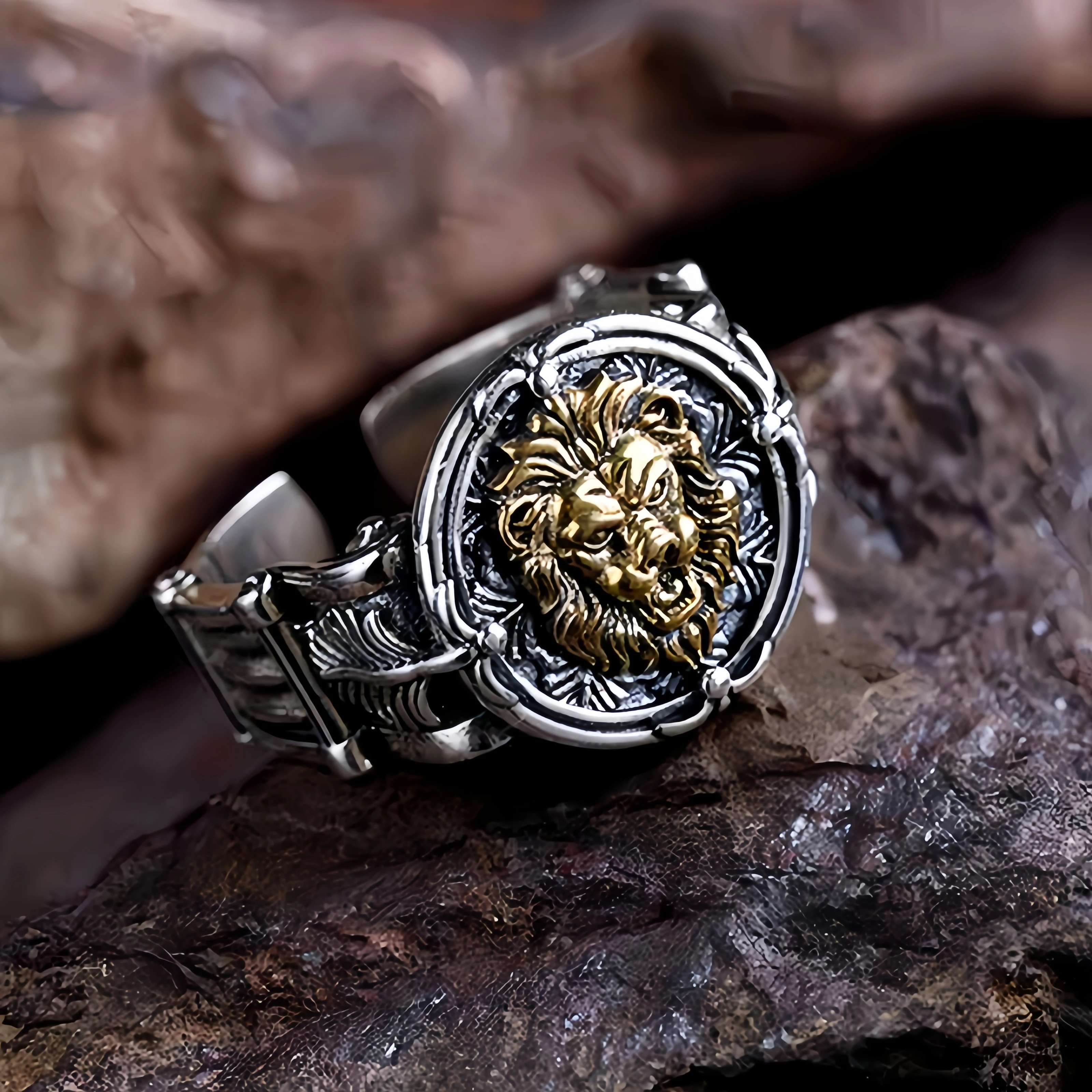 Vintage Items - Retro Gouden Leeuw Verstelbare Open Ring