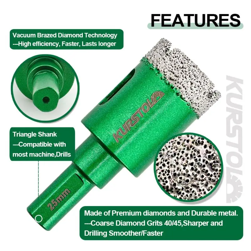 KURSTOL 1/2pcs Diamond Drill Bits Granite Dia 20/25/28/32/35/38mm Porcelain Ceramic Marble Stone Tile Core Drill Bit Hole Opener