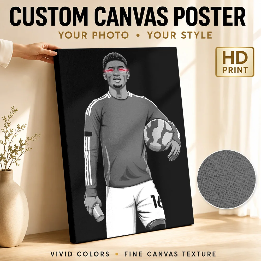 Dani Carvajal Number 2 Soccer Canvas Print Poster Digital Style Canvas Wall Art With Customized Photo For Bedroom Ideal Fan Gift