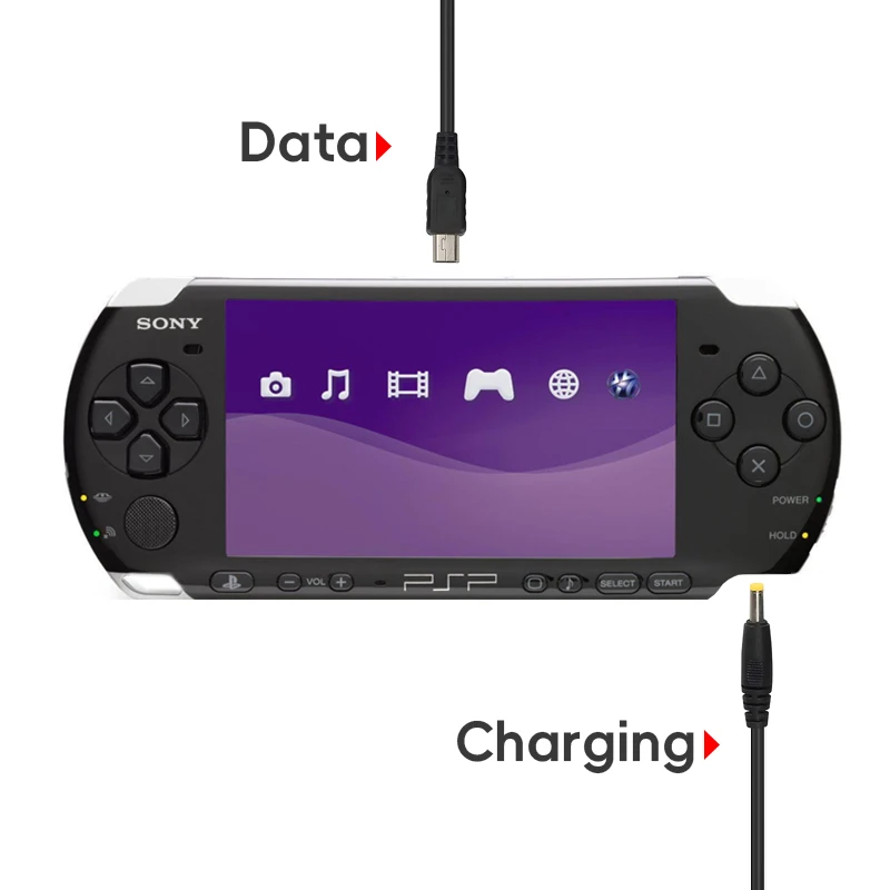 DATA FROG 2 in 1 USB Charger For PSP 1000 2000 3000 Game Console USB Data Cable + Charger Cable Cord Game Accessory