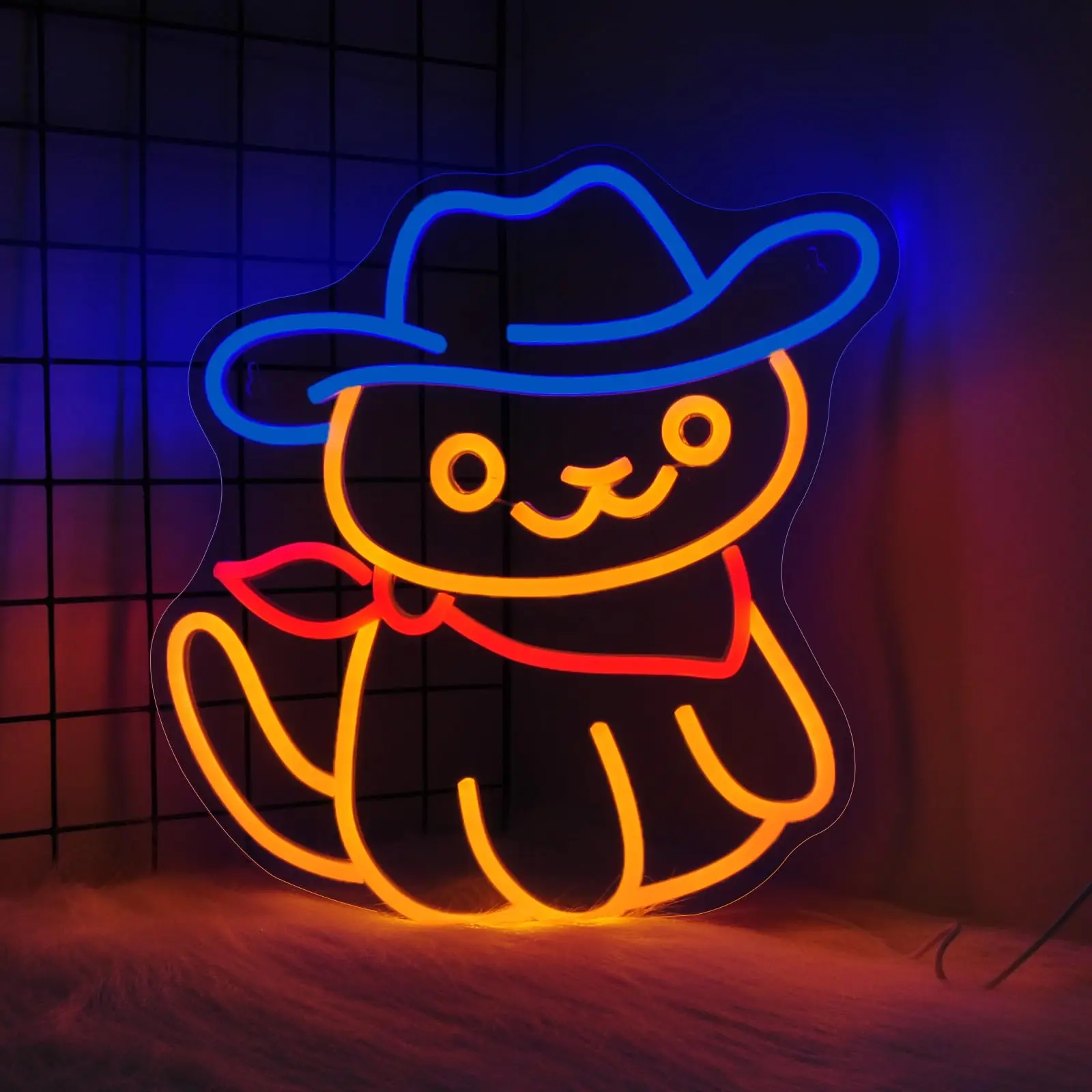 

Cowboy Cat Neon Sign usb Neon Light Neon Signs for Wall Decor USB Powered Led Neon Signs for Room Decoration Man Cave
