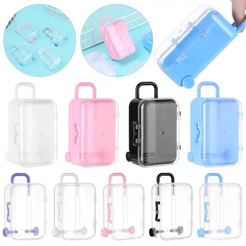 Fashion Plastic Mini Suitcase for Dolls Miniature Toys Trunk Dollhouse Decoration Lovely Small Clutch Jewellery Box Doll Handbag