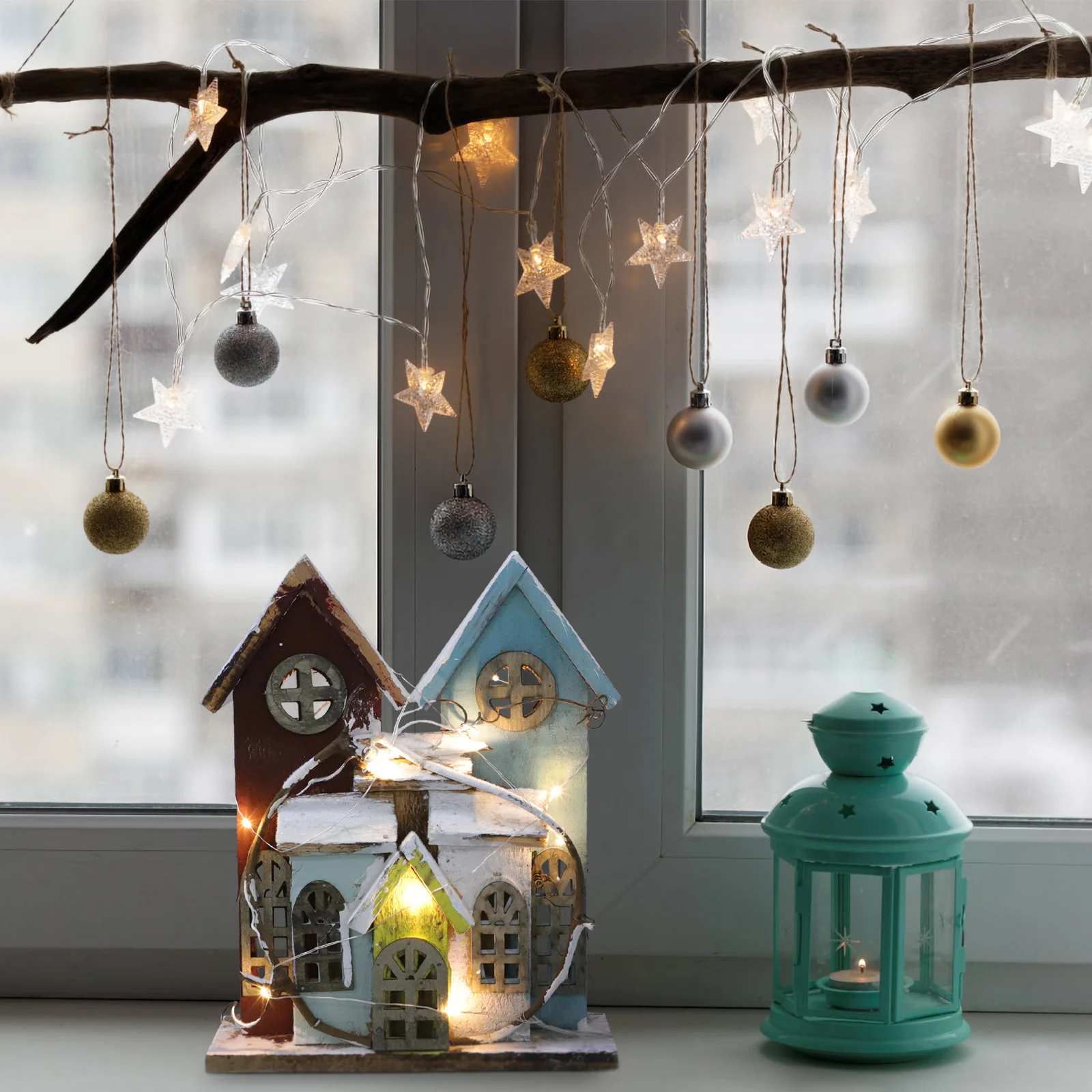 

Mini Christmas Shaped Delicate Light House Xmas Wooden Decor Micro House Decoration Christmas Desktop Ornament Luminous Villa