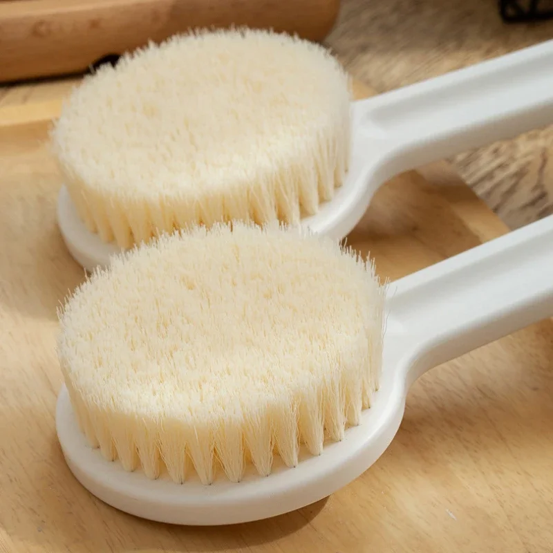 1PC Japanese Simple White Body Bath Brush Back Cleaning Long Handle Massage Brush Exfoliating Scrub Brush Bathroom Accessories