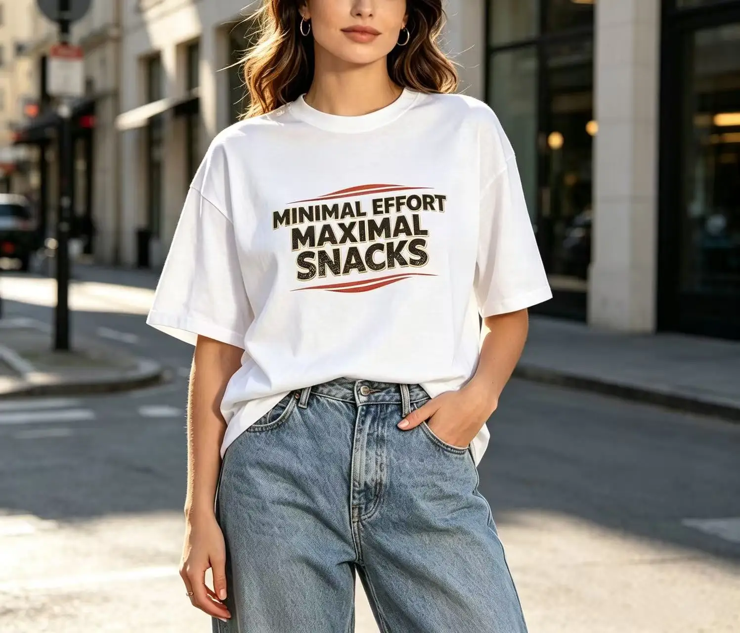 Unisex Minimal Effort Maximal Snacks Vintage Letter Graphic T Shirt Men Women Funny Food Slogan Print Oversized Cotton Crew Neck Tee