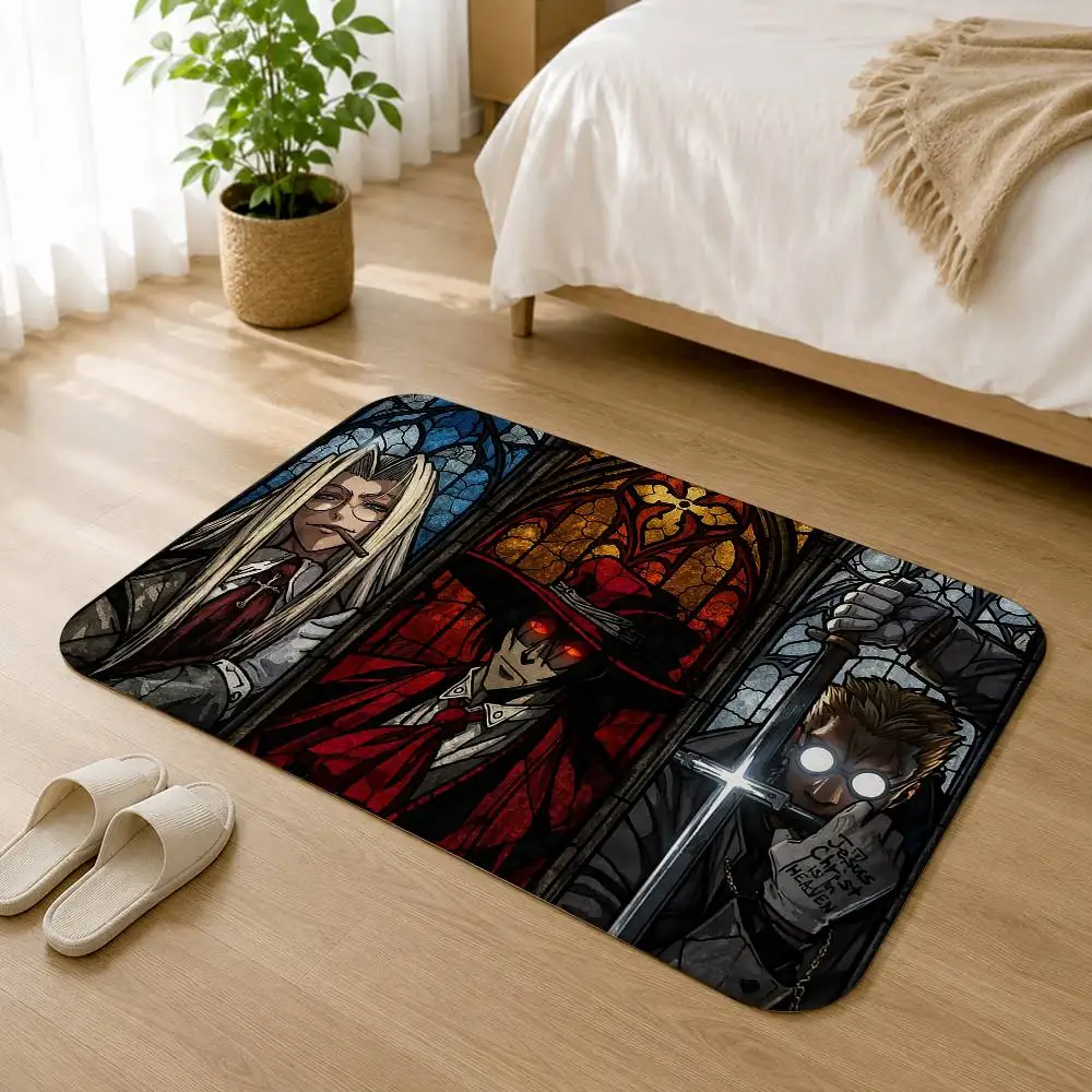 Anime H-Hellsing Short Plush Rug Carpet mat Machine Washable Soft Comfortable Anti‑Slip Floor Mat Home Decor