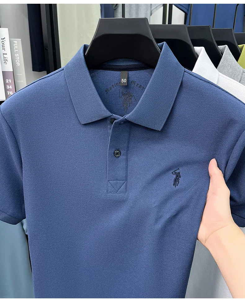 High-End 100% Baumwolle Kurzarm Polo Shirt Sommer Mode Luxus Marke Pony Stickerei T-Shirt Business Freizeit Golf Herrenkleidung – Detail 32