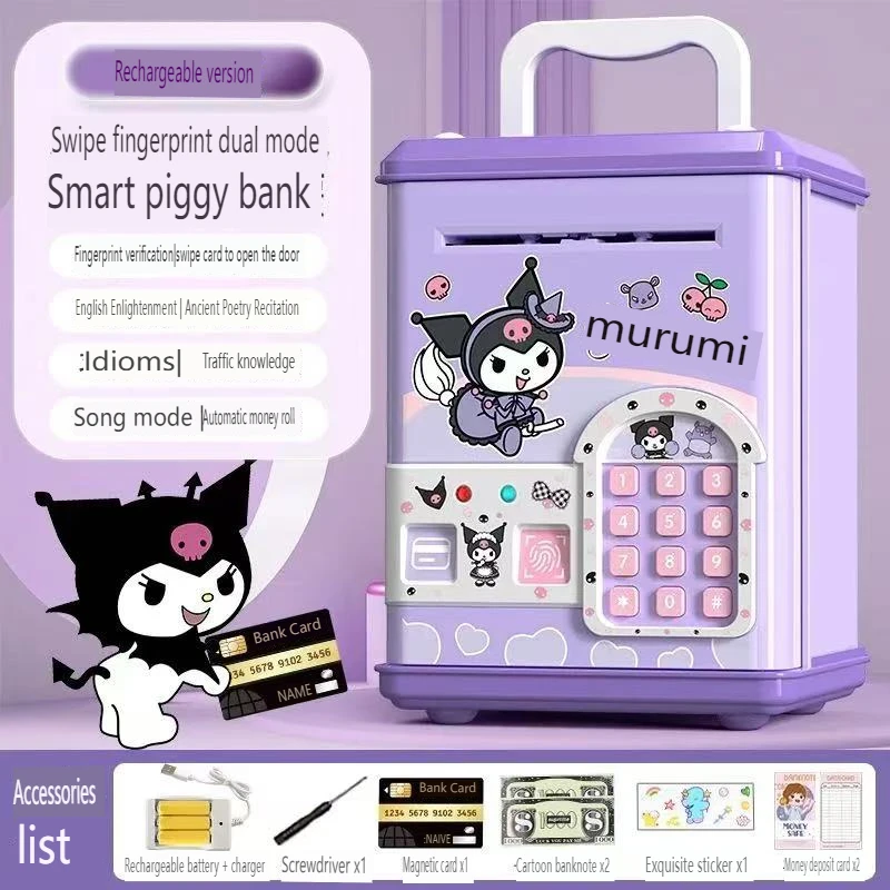 Kawaii Sanrio spaarpot mijn melodie zwarte schoonheid kan alleen de slotdoos spaarpot kinderverjaardagscadeau kuromi binnen en uit