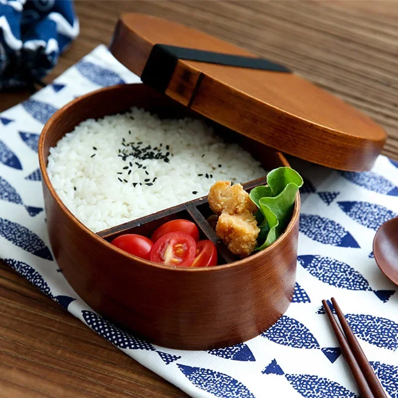 Wooden Lunch Box Japanese Bento Box Small Lunchbox for Kids School Children's Food Box Travel Picnic Work Bento Sushi Tableware