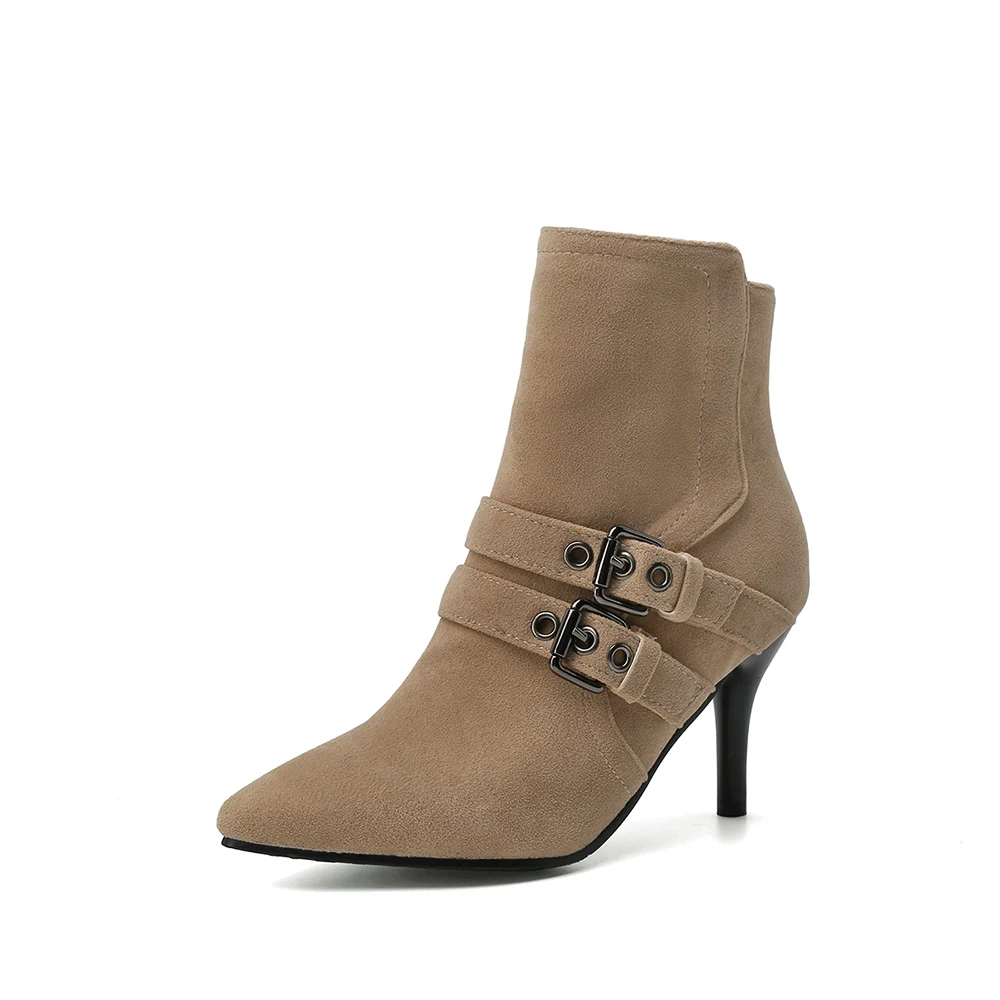 Sale Brand New Glamour Gray Black Women Ankle Boots High Heels Lady Dress Shoes Plus Big Small Size 12 30 43 45 48