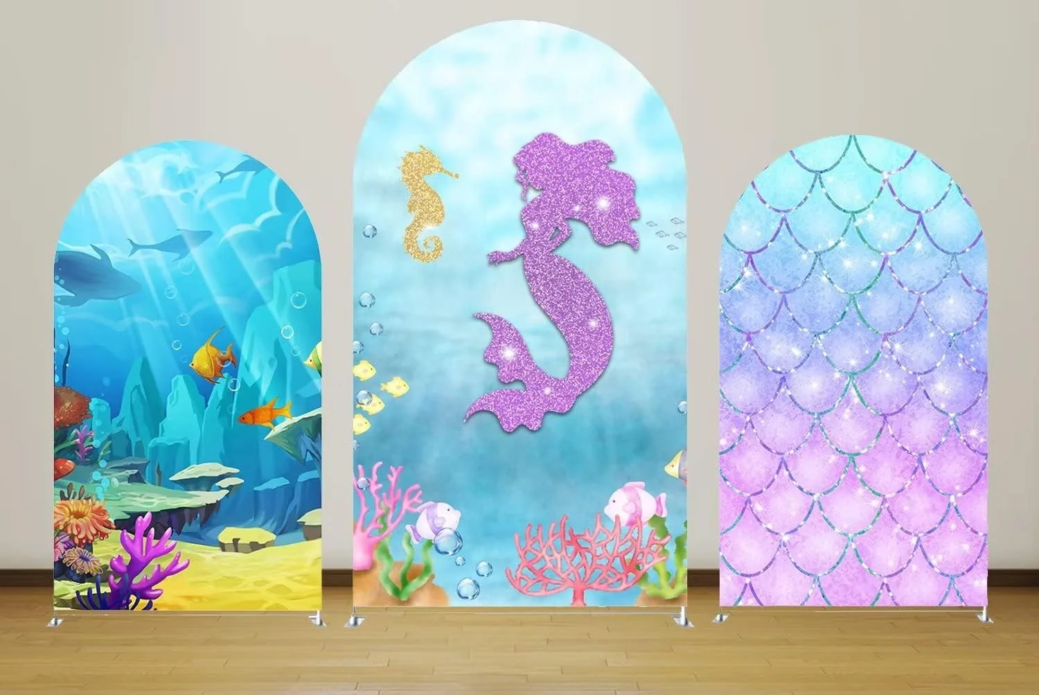 Little Mermaid Arch Backdrop Cover Girl Princess Under The Sea Parties Chiara Backdrops Arched Wall Covers Decorations