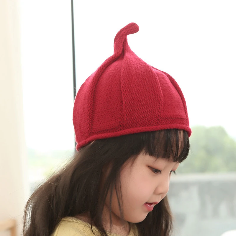 Children Elf Hat Infant Toddler Autumn Winter Knitted Caps for Baby Bunny Beanie Spire Cap Photography Props