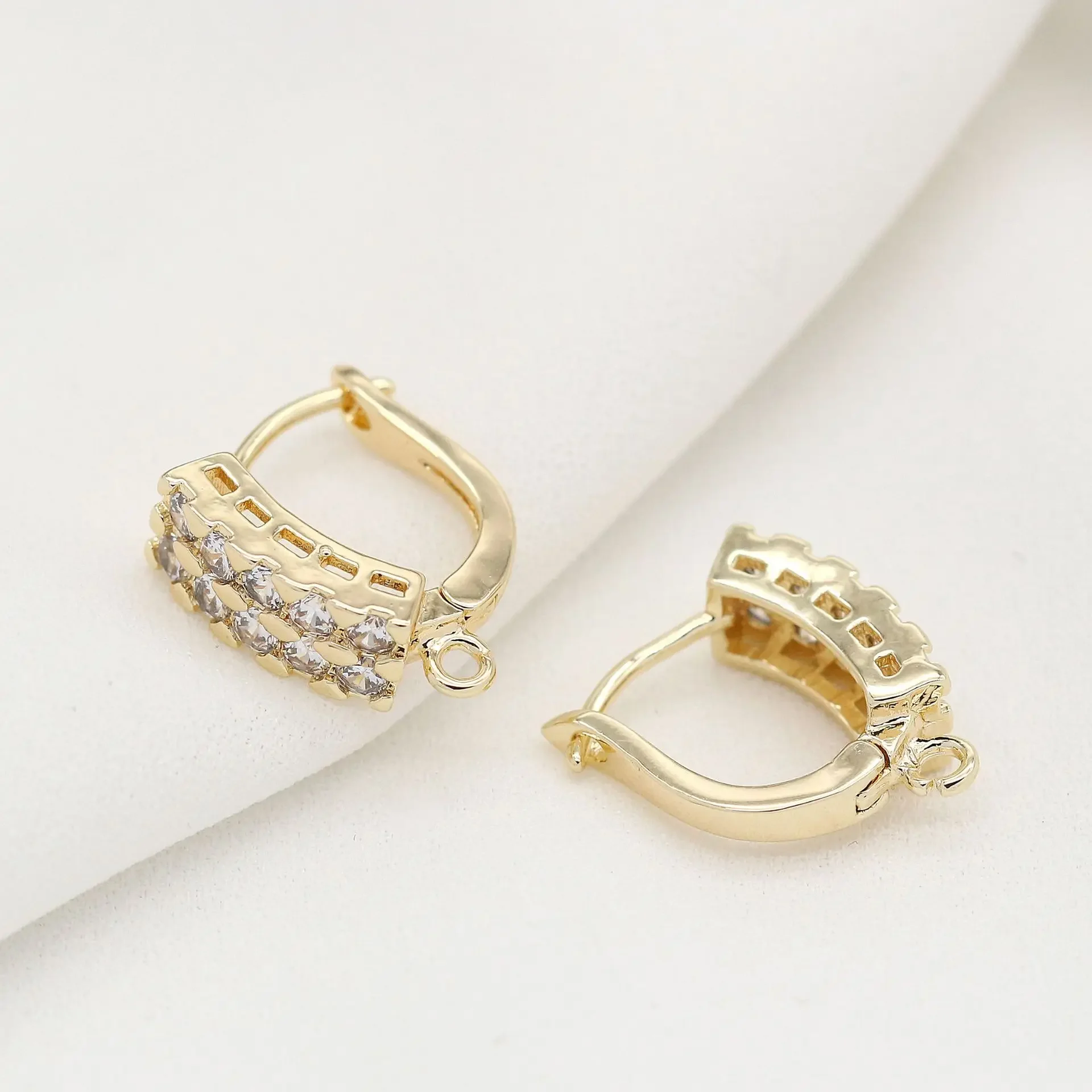 

(2013)4PCS 13x15.8MM 24K Gold Color Brass with Zircon Square Earrings Hoop Earring Clip High Quality DIY Jewelry Making Findings