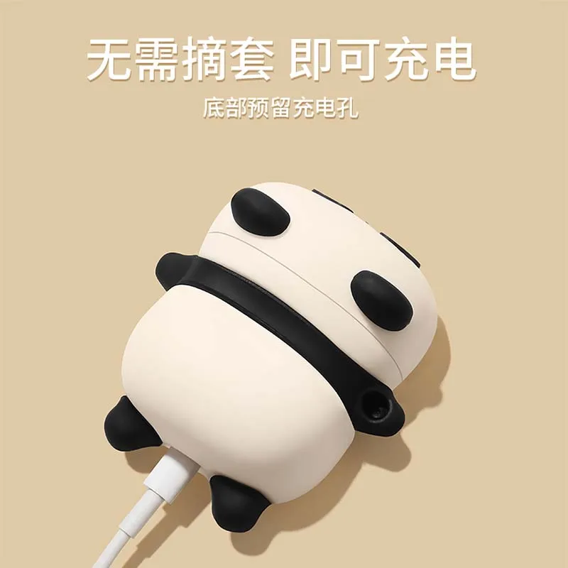 Cute Lying Panda Headphone Case For AirPods 4 (2024) Airpod Pro 1 2 3 Bluetooth Earbuds Charging Box Protective Earphone Cover image 3