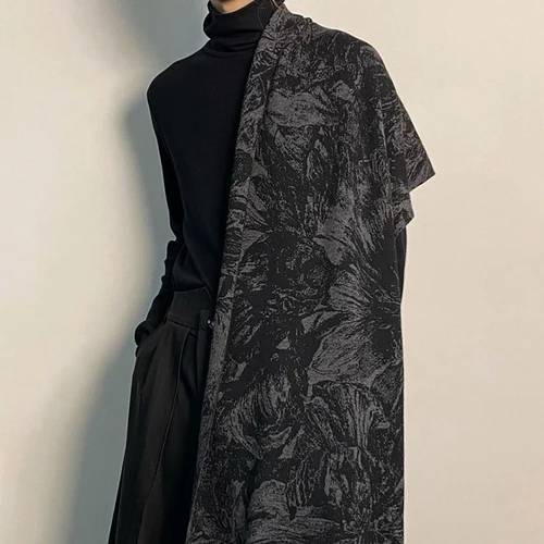 Imagen 2 del producto 2024 primavera y otoño para hombre estilo japonés viento oscuro cálido largo imitación bufanda de Cachemira bufanda chal multiusos