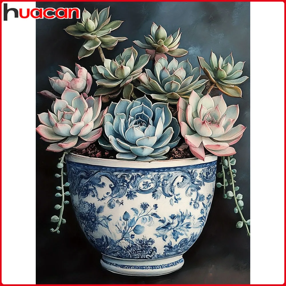 Huacan 5D-Diamantgemälde zum Selbermachen, Vase, Lotus-Diamant-Stickerei, Blume, neue Kollektion 2025, dekorative Gemälde