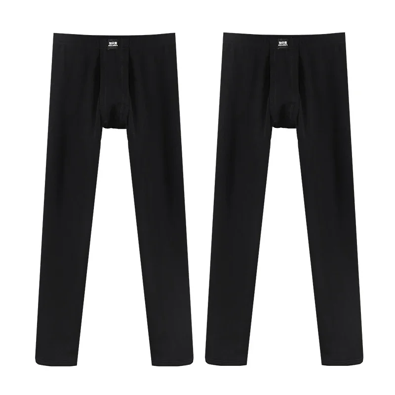 2PCS autumn and winter men's fleece thickened slim-fitting cotton pants youth single-piece leggings, long johns, thermal pants