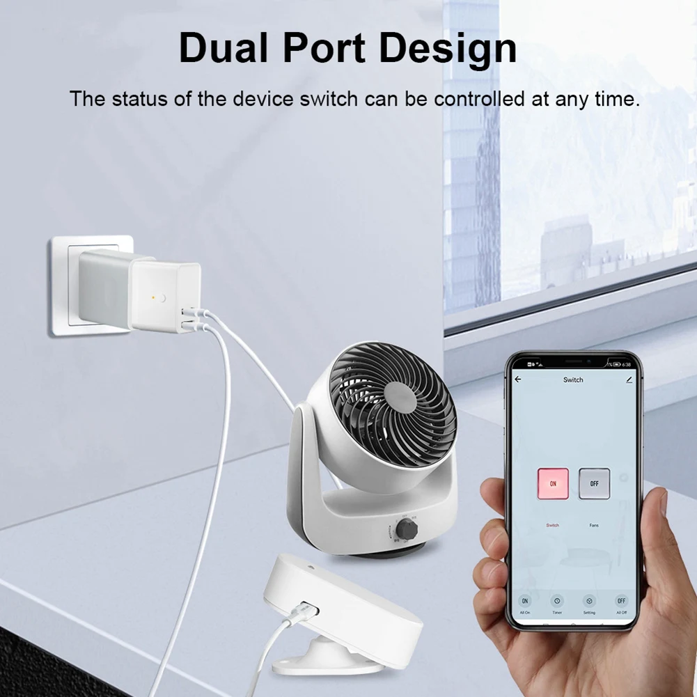 ABKN-Tuya Smart WIFI USB Adapter Switch 5V Mini 2 USB Power Adapter Smart Life Control For Alexa Google Yandex Alice