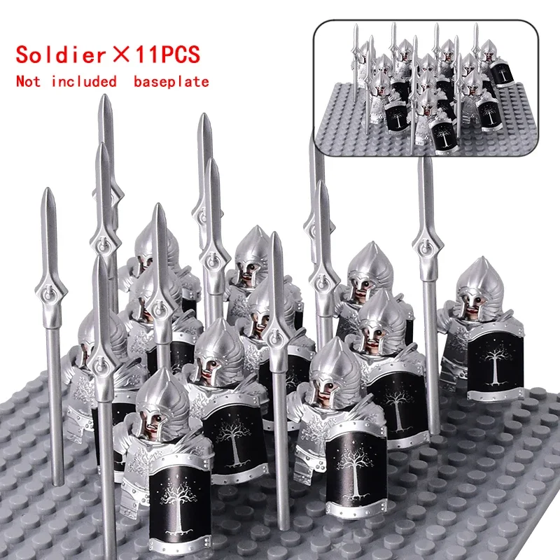 MOC Medieval Dwarf Warrior Elves Knights LOTR Figures Building Blocks Accessories Armor Shield LOTR DIY Toys for Children Gift image 3