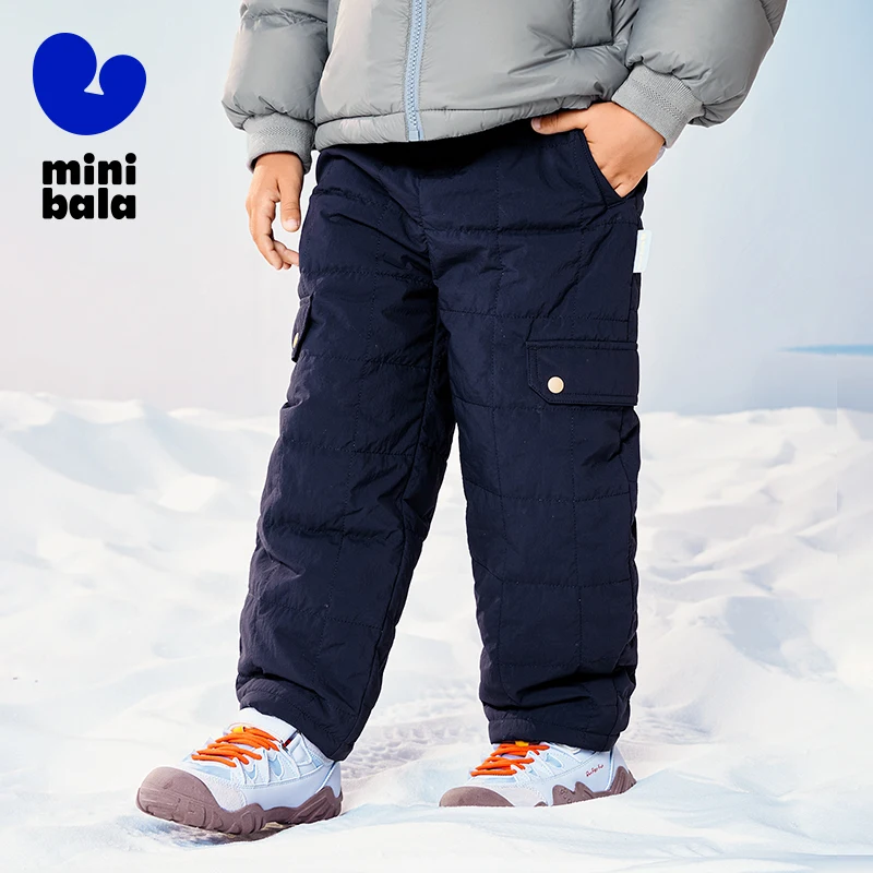 

Mini Bala Kids Pants 2025 Winter New Soft Cotton Padding Utility Style Loose Fit Trousers