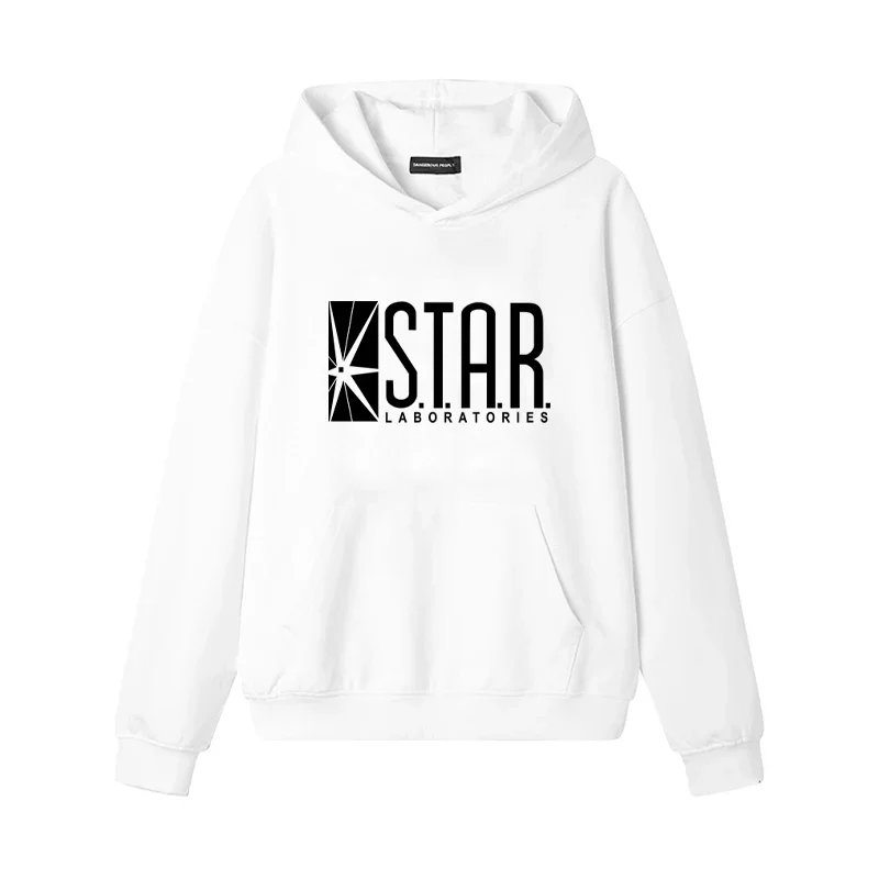 เสื้อฮู้ดพิมพ์ลายโลโก้ Star Lab รุ่นขายดี แฟชั่นฤดูใบไม้ร่วง/ฤดูหนาว สไตล์ลำลองย้อนยุคทรงหลวมสำหรับผู้ชายและผู้หญิง เสื้อฮู้ดผู้ชาย