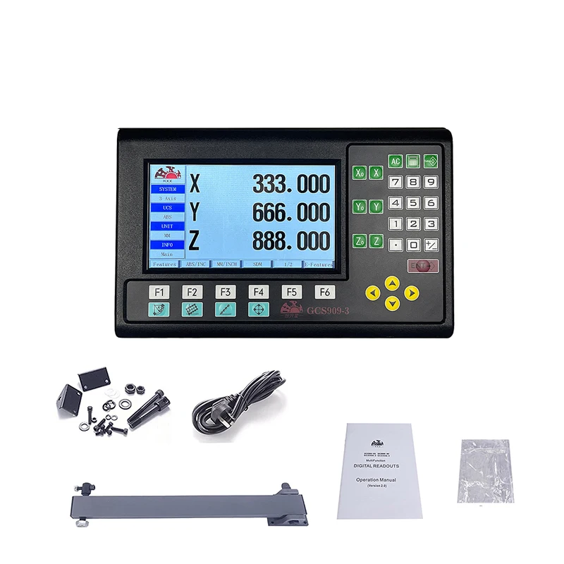 HXX GCS909 19 Languages 3 Axis LCD DRO SET Digital Readout and 3pcs 0-1000mm Linear Scale Encoder Ruler for Mill Lathe Grinding
