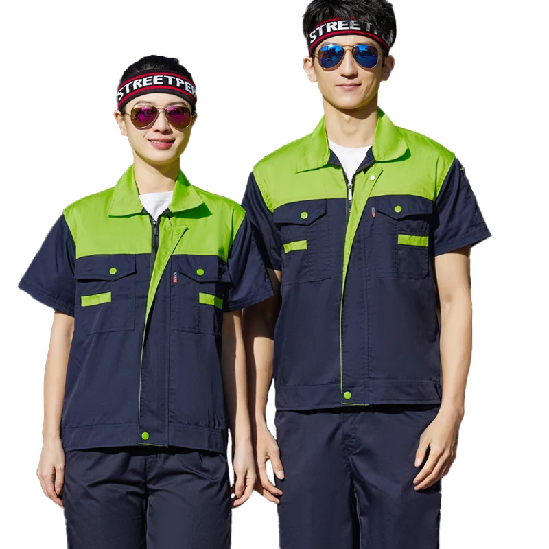 Men's Summer Workshop Uniform Construction Clothes Working Labor Short Sleeve Shirt Outfits Workwear Electrician Uniform Tops