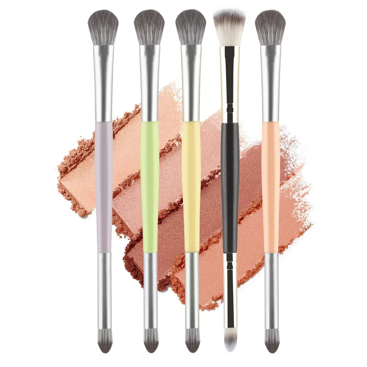 1pcs double head eye shadow brush makeup brush halo dye brush detail brush highlight brush soft fiber hair lying silkworm brush
