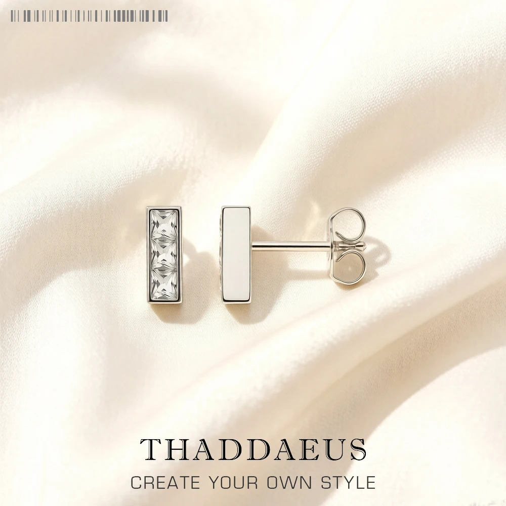 

Серьги-гвоздики с белым цирконием, геометрический европейский стиль, изысканные украшения для женщин, классический подарок из настоящего серебра 925 пробы