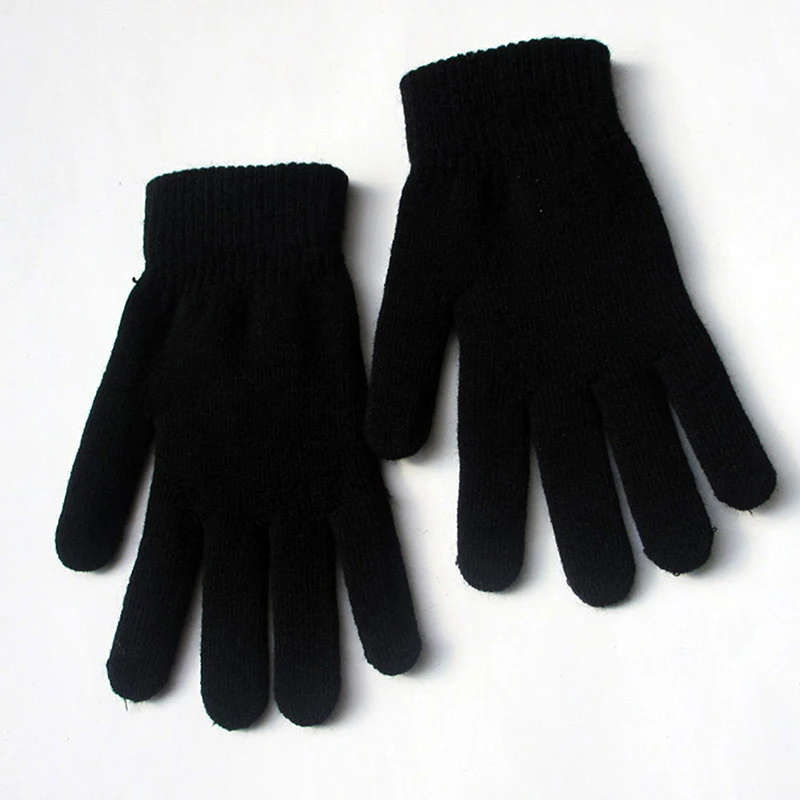 Women Cashmere Knitted Gloves Autumn Hand Warmer Winter Thicken Lining Full Fingered Mittens Skiing Short Wrist Gloves Solid image 3
